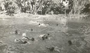 Cooling off
                  in river.