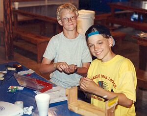 Teaching Arrowmen how to bead.